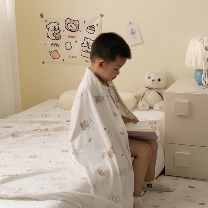 （总）寐居家纺 2025新款企鹅绒多功能儿童毛巾毯（可当披肩用）