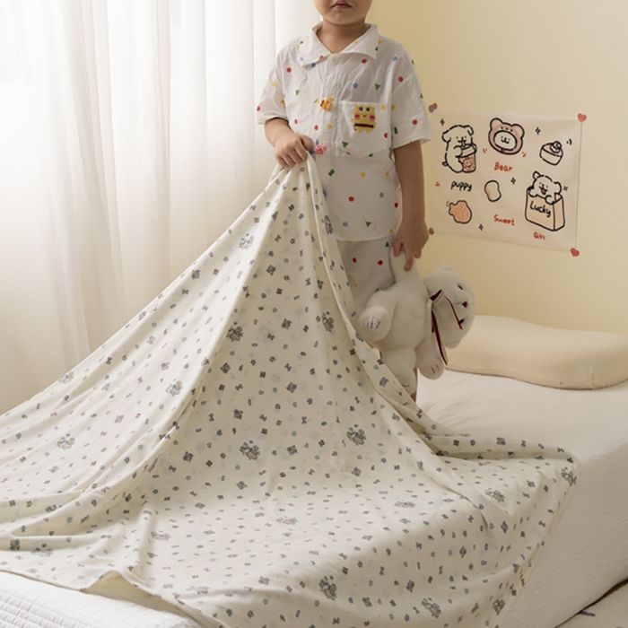 91家纺网 家纺一手货源 找家纺 寐居家纺 2025新款企鹅绒多功能儿童毛巾毯（可当披肩用） 企鹅绒毯-小小花