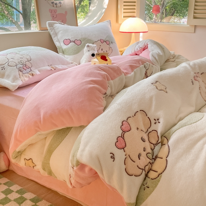 91家纺网 家纺一手货源 找家纺 （总）慕尚家纺 2025新款高克重印花雪花绒四件套