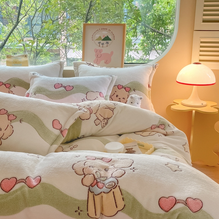 91家纺网 家纺一手货源 找家纺 （总）慕尚家纺 2025新款高克重印花雪花绒四件套