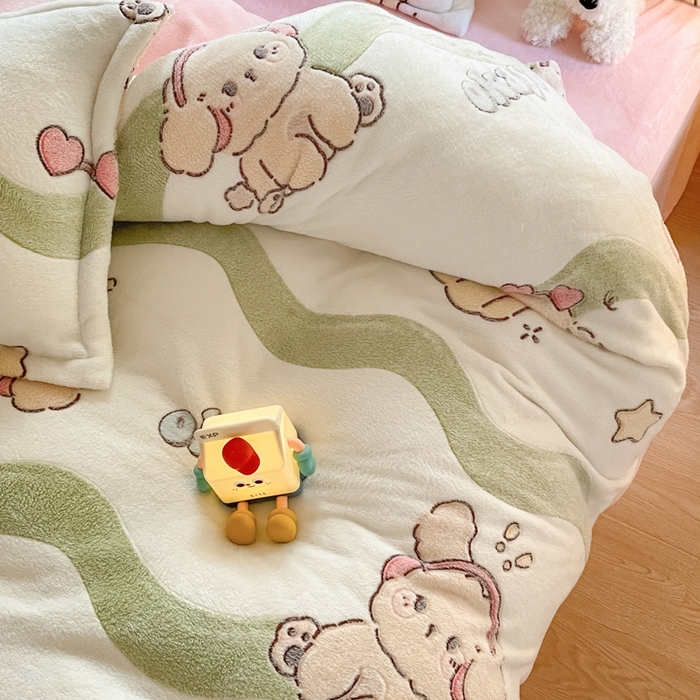 91家纺网 家纺一手货源 找家纺 （总）慕尚家纺 2025新款高克重印花雪花绒被套单件