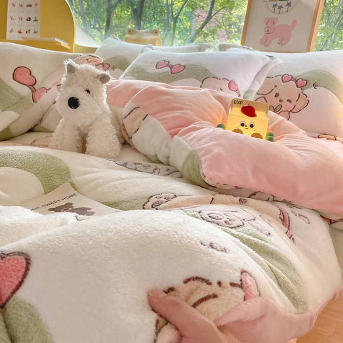 91家纺网 家纺一手货源 找家纺 （总）慕尚家纺 2025新款高克重印花雪花绒被套单件