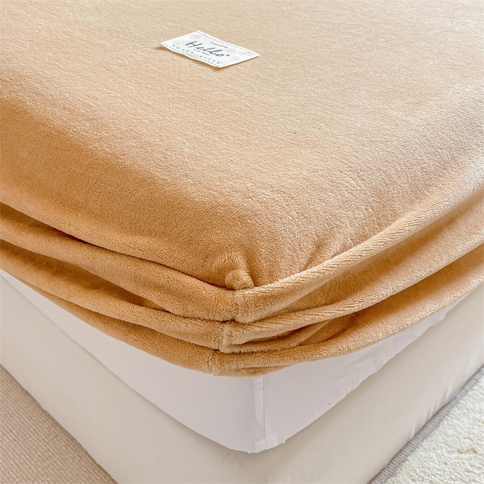 91家纺网 家纺一手货源 找家纺 857 2024新款纯色保暖高克重牛奶绒床笠 床笠-巧克力色