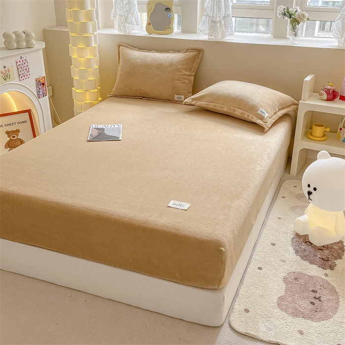 91家纺网 家纺一手货源 找家纺 857 2024新款纯色保暖高克重牛奶绒床笠 床笠-巧克力色