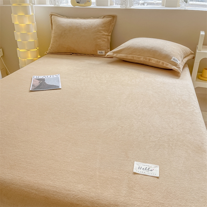 91家纺网 家纺一手货源 找家纺 857 2024新款纯色保暖高克重牛奶绒床笠 床笠-巧克力色