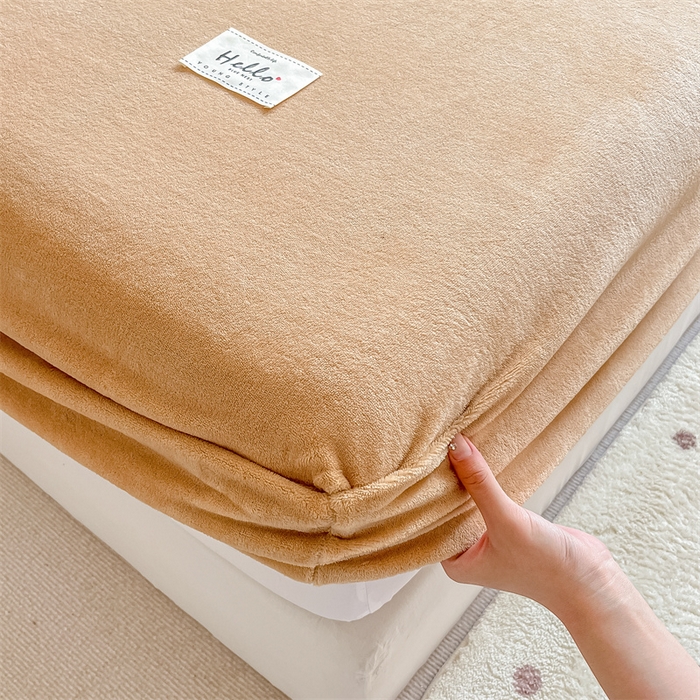 91家纺网 家纺一手货源 找家纺 857 2024新款纯色保暖高克重牛奶绒床笠 床笠-巧克力色