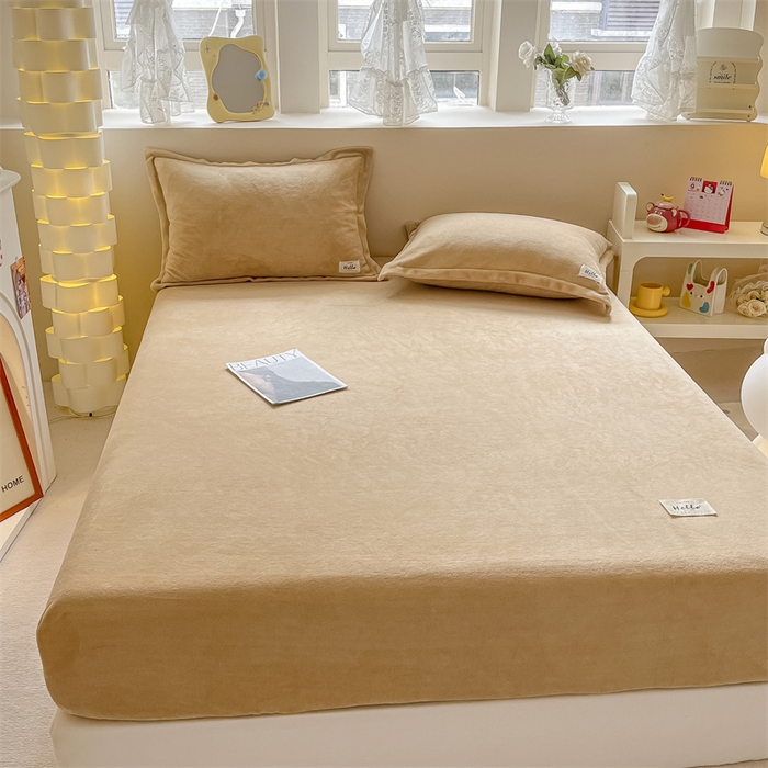 91家纺网 家纺一手货源 找家纺 857 2024新款纯色保暖高克重牛奶绒床笠 床笠-巧克力色