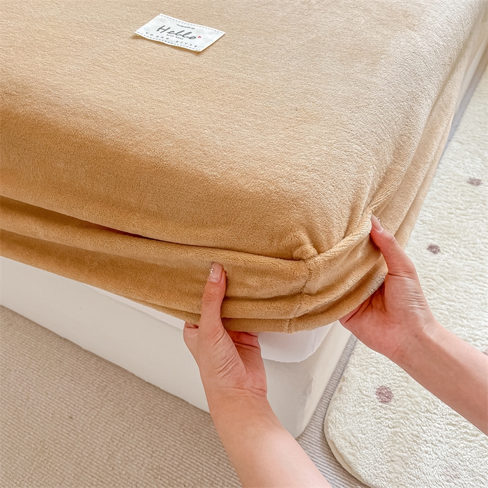 91家纺网 家纺一手货源 找家纺 857 2024新款纯色保暖高克重牛奶绒床笠 床笠-巧克力色