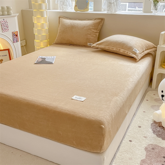 91家纺网 家纺一手货源 找家纺 857 2024新款纯色保暖高克重牛奶绒床笠 床笠-巧克力色