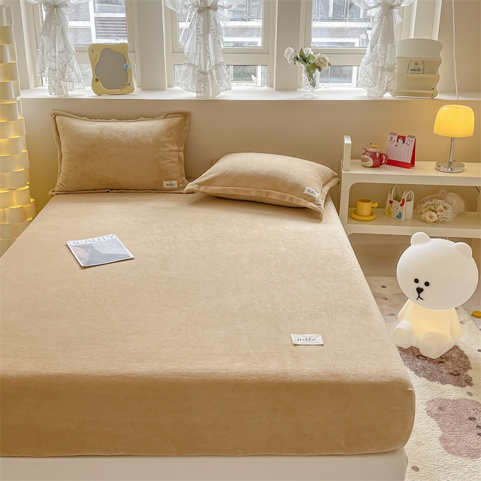 91家纺网 家纺一手货源 找家纺 857 2024新款纯色保暖高克重牛奶绒床笠 床笠-巧克力色