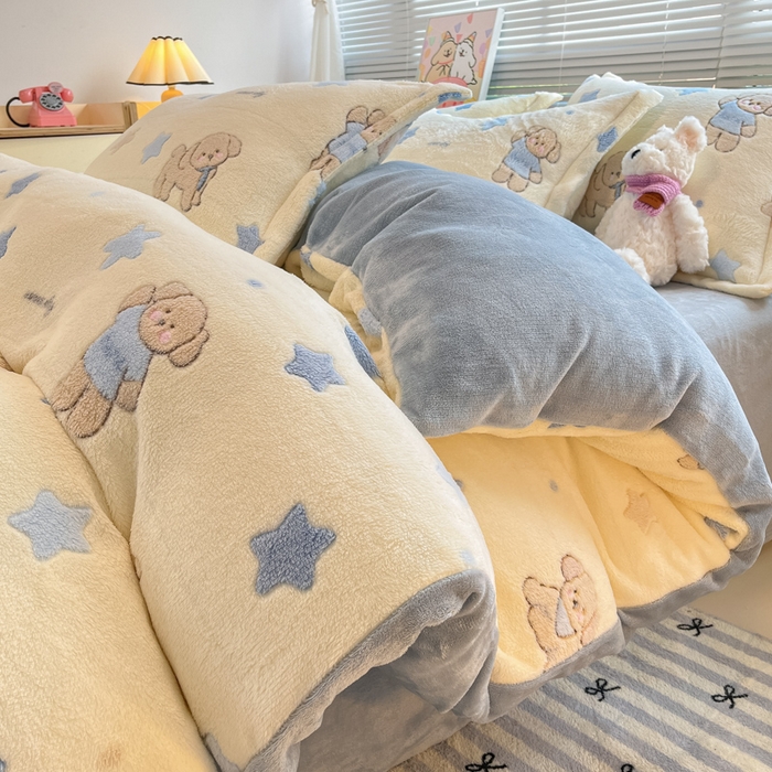 91家纺网 家纺一手货源 找家纺 （总）慕尚家纺 2025新款高克重印花雪花绒被套单件