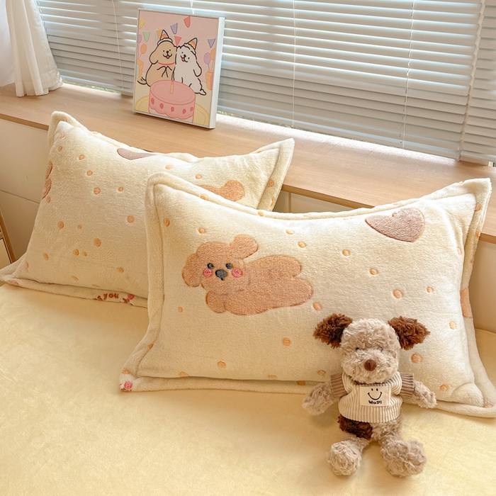 91家纺网 家纺一手货源 找家纺 慕尚家纺 2025新款高克重印花雪花绒四件套 辛巴狗