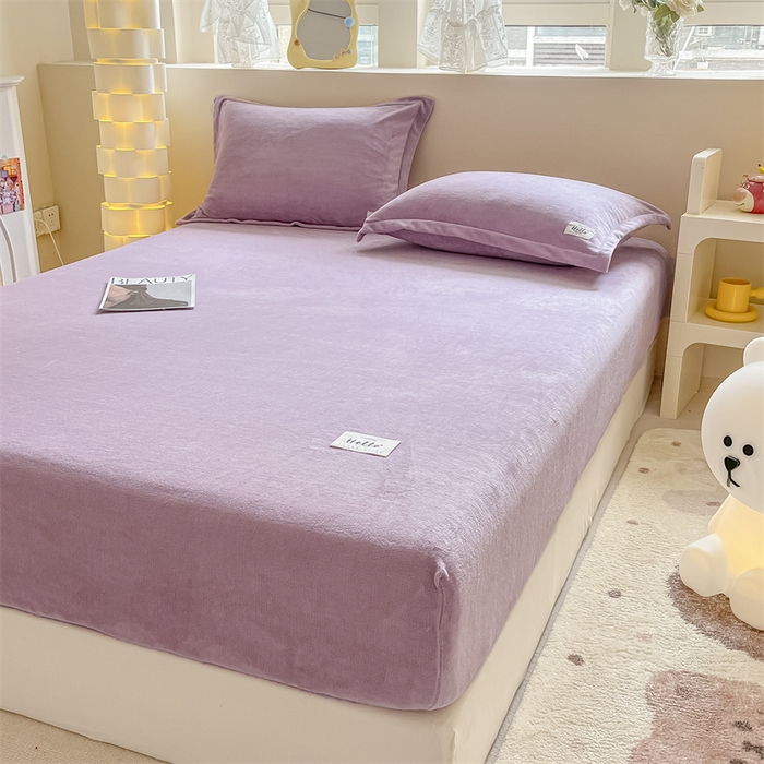 91家纺网 家纺一手货源 找家纺 857 2024新款纯色保暖高克重牛奶绒床笠 床笠-薰衣草紫
