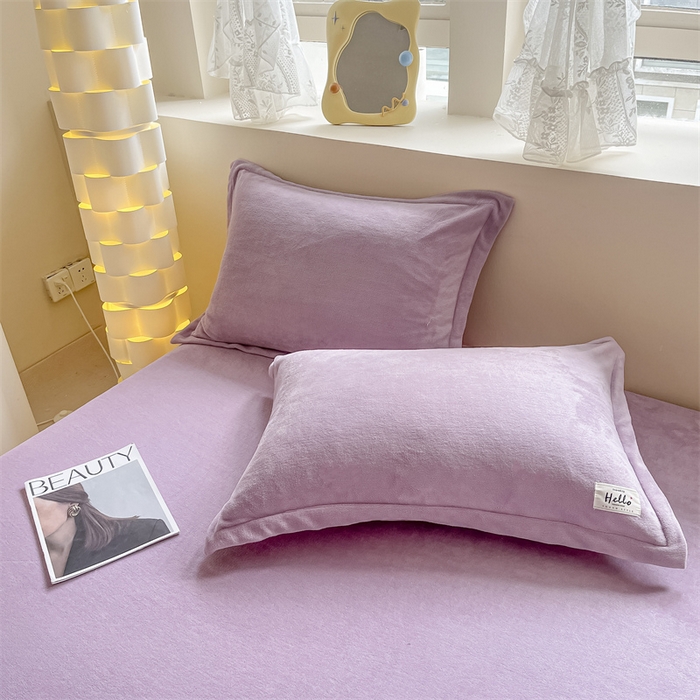 91家纺网 家纺一手货源 找家纺 857 2024新款纯色保暖高克重牛奶绒床笠 床笠-薰衣草紫