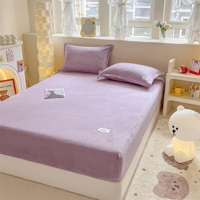 91家纺网 家纺一手货源 找家纺 857 2024新款纯色保暖高克重牛奶绒床笠 床笠-薰衣草紫