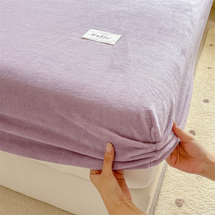 91家纺网 家纺一手货源 找家纺 857 2024新款纯色保暖高克重牛奶绒床笠 床笠-薰衣草紫
