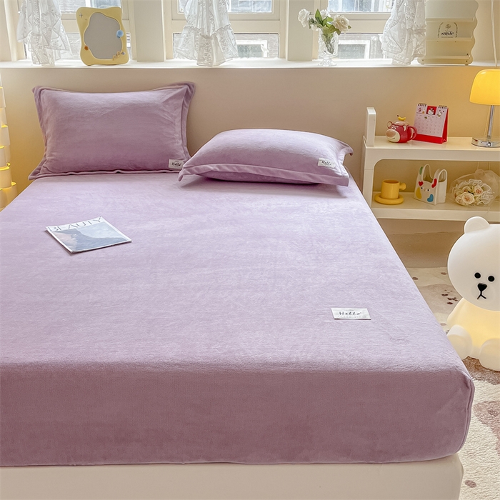91家纺网 家纺一手货源 找家纺 857 2024新款纯色保暖高克重牛奶绒床笠 床笠-薰衣草紫