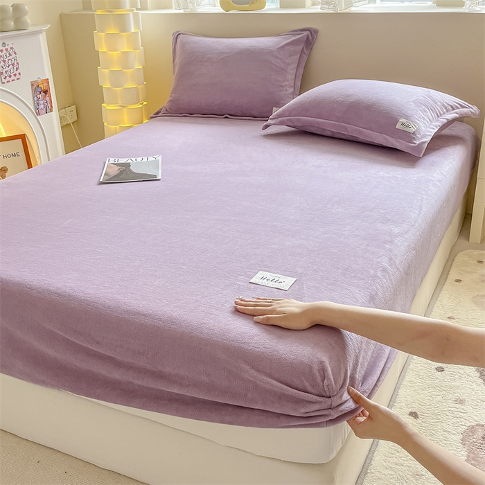 857 2024新款纯色保暖高克重牛奶绒床笠 床笠-薰衣草紫