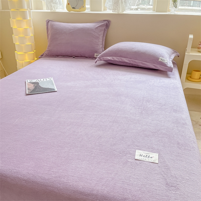 91家纺网 家纺一手货源 找家纺 857 2024新款纯色保暖高克重牛奶绒床笠 床笠-薰衣草紫