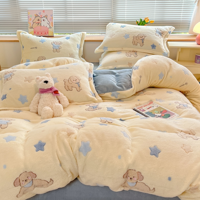 91家纺网 家纺一手货源 找家纺 慕尚家纺 2025新款高克重印花雪花绒被套单件 旺福