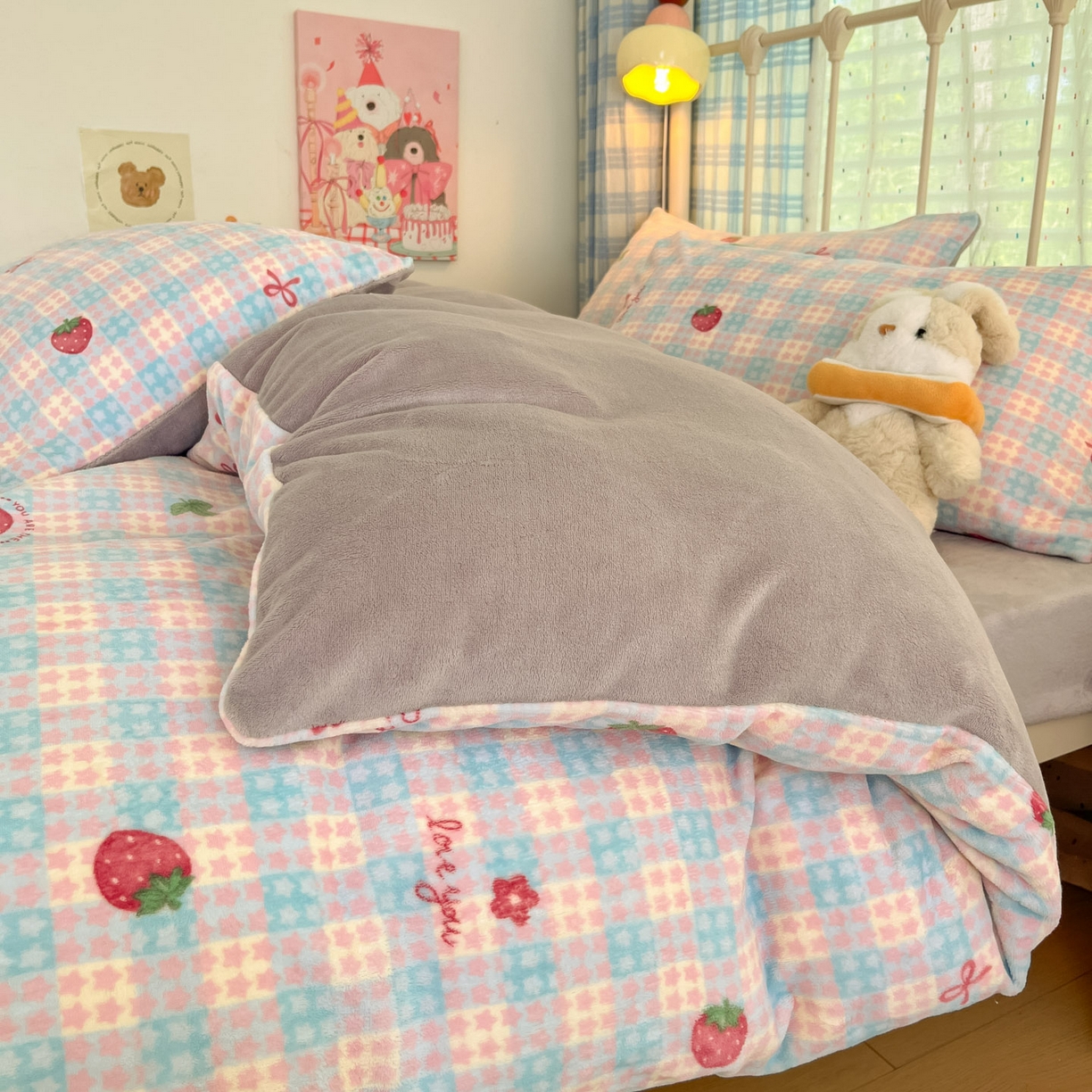 91家纺网 家纺一手货源 找家纺 （总）澜妃 2025新款软fufu加厚牛奶绒学生宿舍床三件套上下铺三件套-学生床