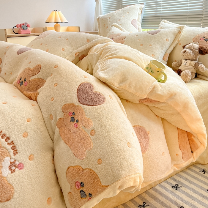 91家纺网 家纺一手货源 找家纺 慕尚家纺 2025新款高克重印花雪花绒被套单件 辛巴狗