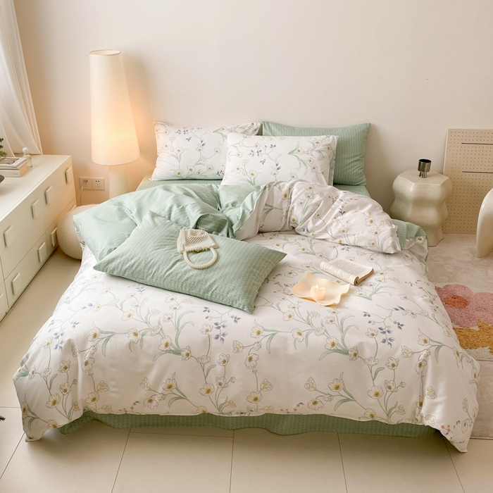 91家纺网 家纺一手货源 找家纺 （总）朵希曼 2025新款全棉印花小清新系列四件套