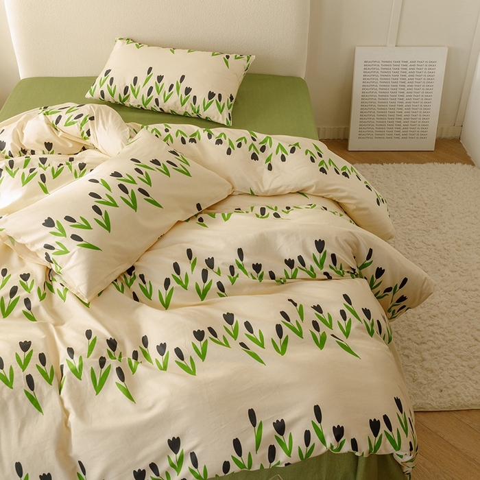 91家纺网 家纺一手货源 找家纺 （总）朵希曼 2025新款全棉印花小清新系列四件套