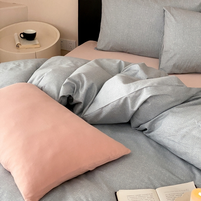 91家纺网 家纺一手货源 找家纺 朵希曼 2026新款全棉印花小清新系列四件套 怀素-混纺紫