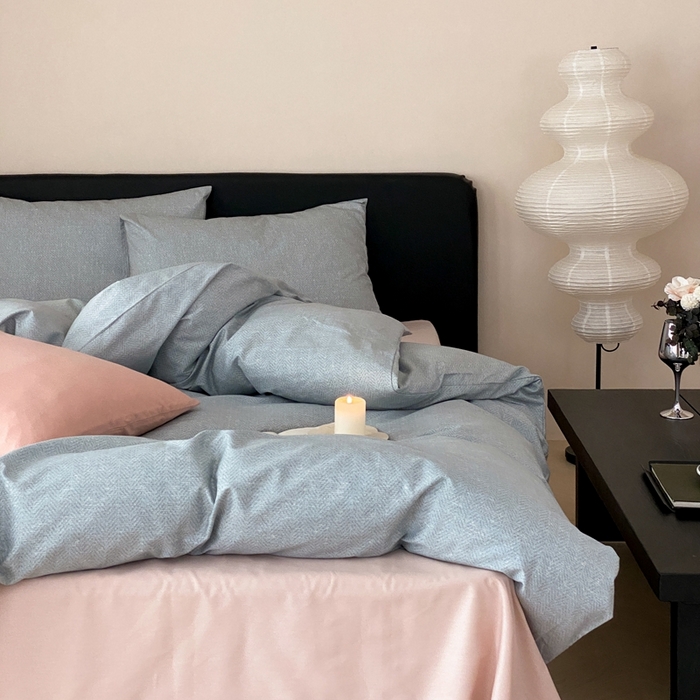 91家纺网 家纺一手货源 找家纺 朵希曼 2026新款全棉印花小清新系列四件套 怀素-混纺紫