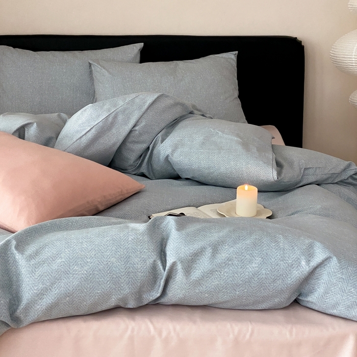 91家纺网 家纺一手货源 找家纺 朵希曼 2026新款全棉印花小清新系列四件套 怀素-混纺紫