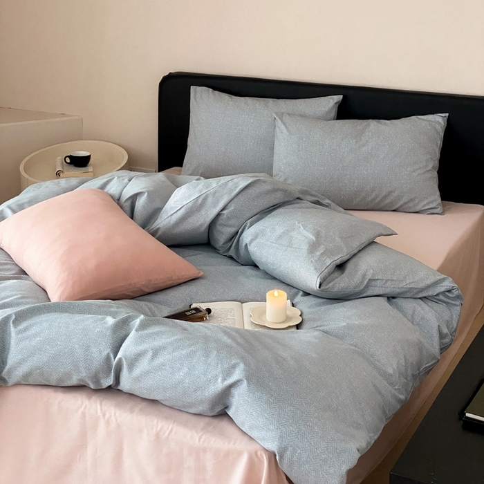 91家纺网 家纺一手货源 找家纺 朵希曼 2026新款全棉印花小清新系列四件套 怀素-混纺紫