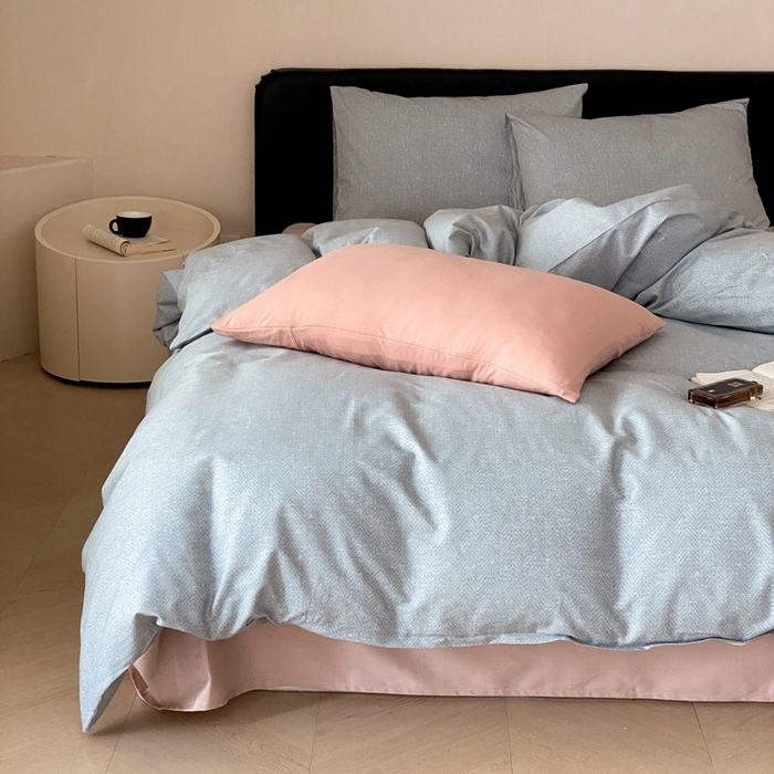 91家纺网 家纺一手货源 找家纺 朵希曼 2026新款全棉印花小清新系列四件套 怀素-混纺紫