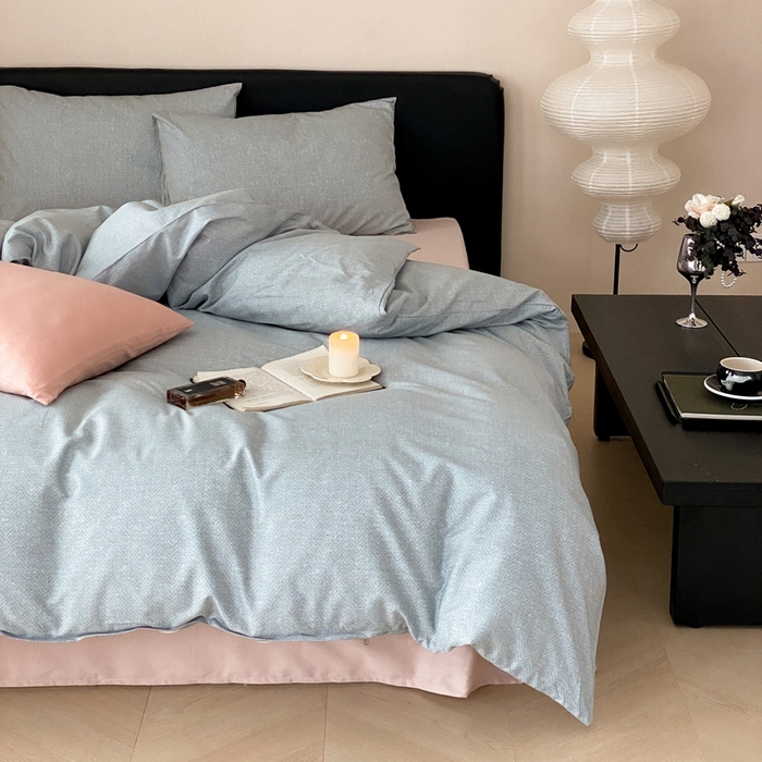 91家纺网 家纺一手货源 找家纺 朵希曼 2026新款全棉印花小清新系列四件套 怀素-混纺紫