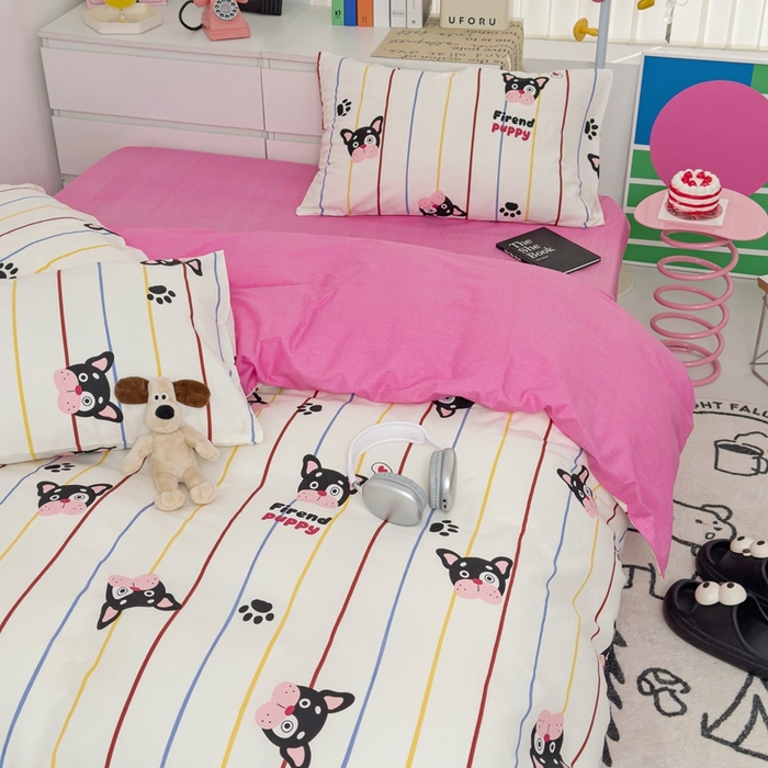 91家纺网 家纺一手货源 找家纺 朵希曼 2026新款全棉印花小清新系列四件套 法豆