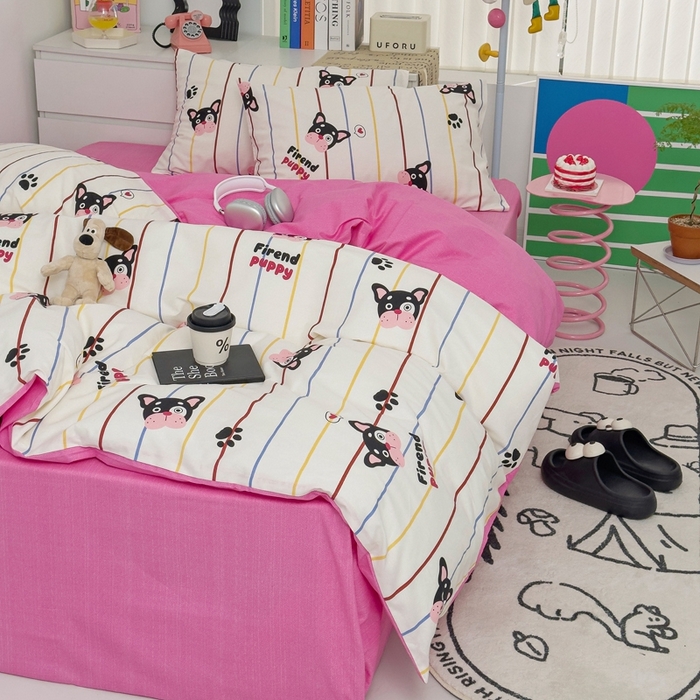 91家纺网 家纺一手货源 找家纺 朵希曼 2026新款全棉印花小清新系列四件套 法豆