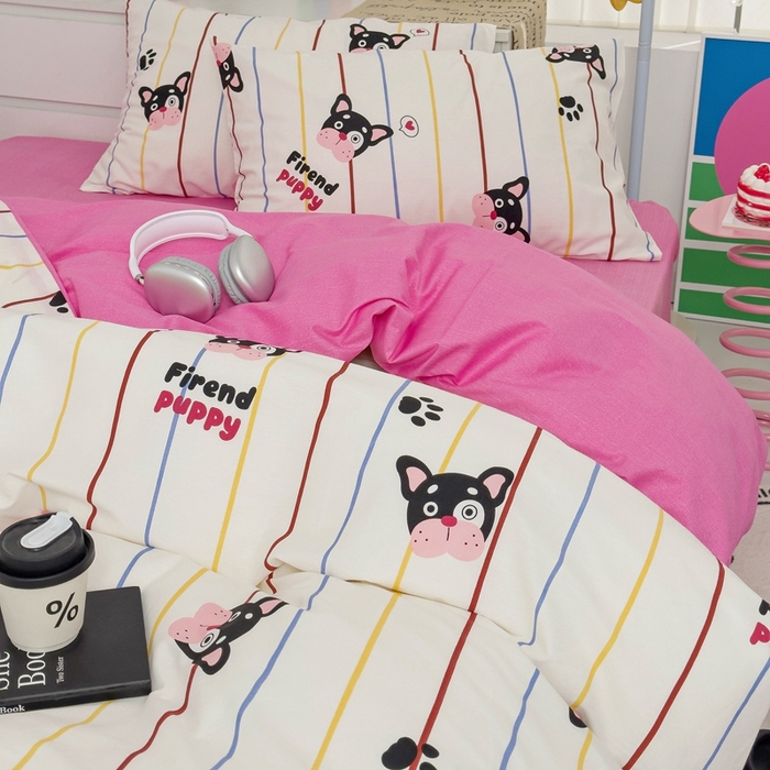 91家纺网 家纺一手货源 找家纺 朵希曼 2026新款全棉印花小清新系列四件套 法豆