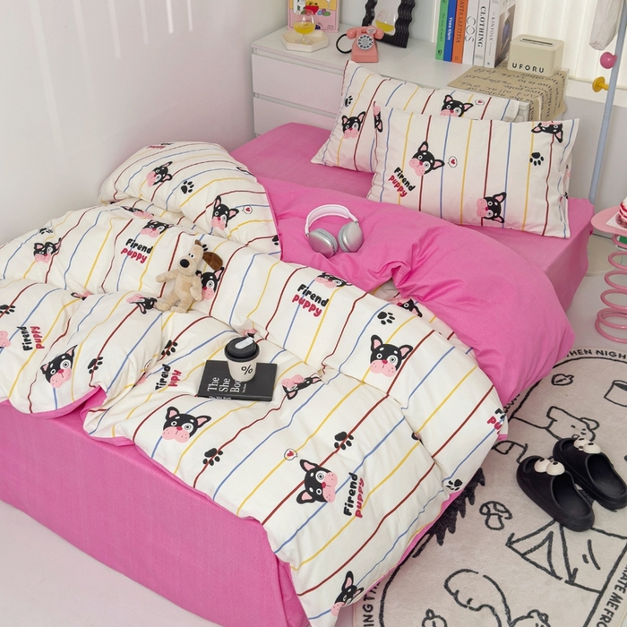 91家纺网 家纺一手货源 找家纺 朵希曼 2026新款全棉印花小清新系列四件套 法豆