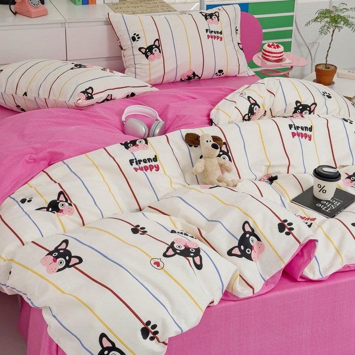 91家纺网 家纺一手货源 找家纺 朵希曼 2026新款全棉印花小清新系列四件套 法豆