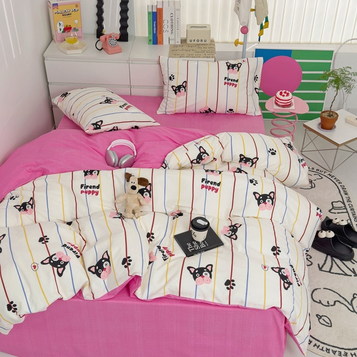 91家纺网 家纺一手货源 找家纺 朵希曼 2026新款全棉印花小清新系列四件套 法豆