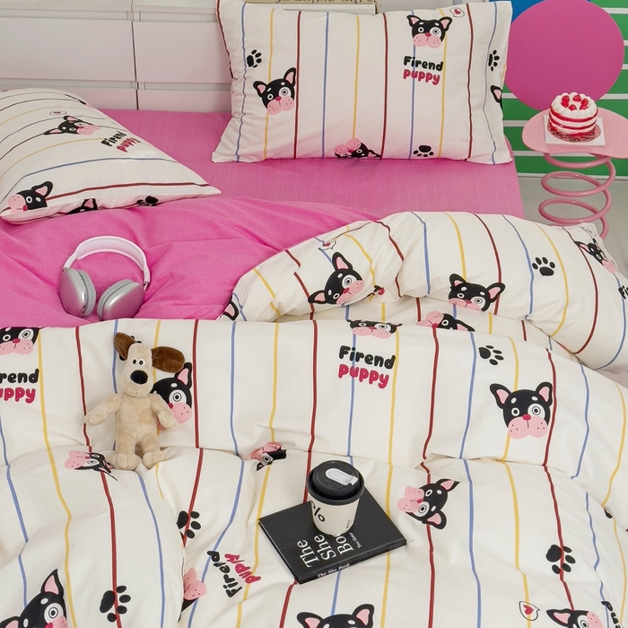 91家纺网 家纺一手货源 找家纺 朵希曼 2026新款全棉印花小清新系列四件套 法豆