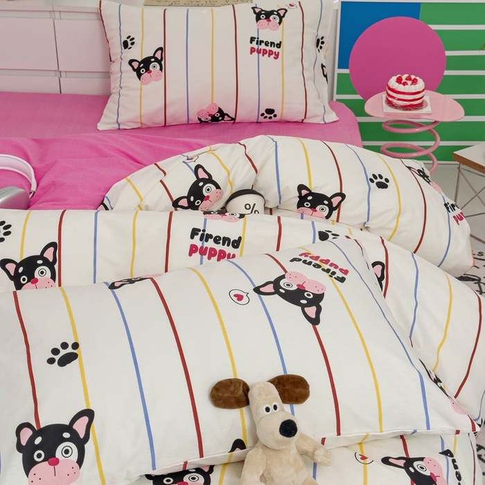 91家纺网 家纺一手货源 找家纺 朵希曼 2026新款全棉印花小清新系列四件套 法豆