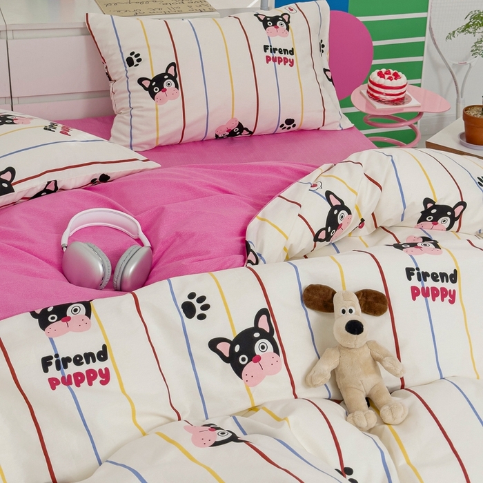 91家纺网 家纺一手货源 找家纺 朵希曼 2026新款全棉印花小清新系列四件套 法豆