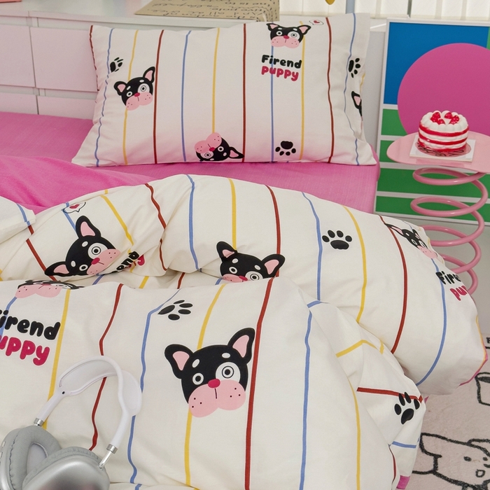 91家纺网 家纺一手货源 找家纺 朵希曼 2026新款全棉印花小清新系列四件套 法豆