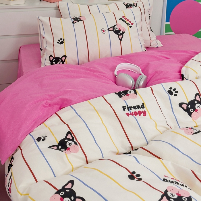 91家纺网 家纺一手货源 找家纺 朵希曼 2026新款全棉印花小清新系列四件套 法豆