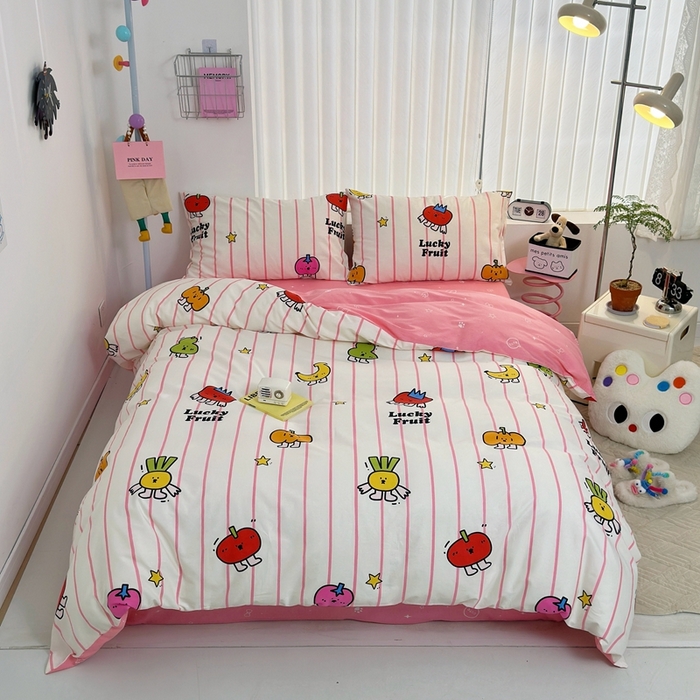 朵希曼 2026新款全棉印花小清新系列四件套 果蔬-红