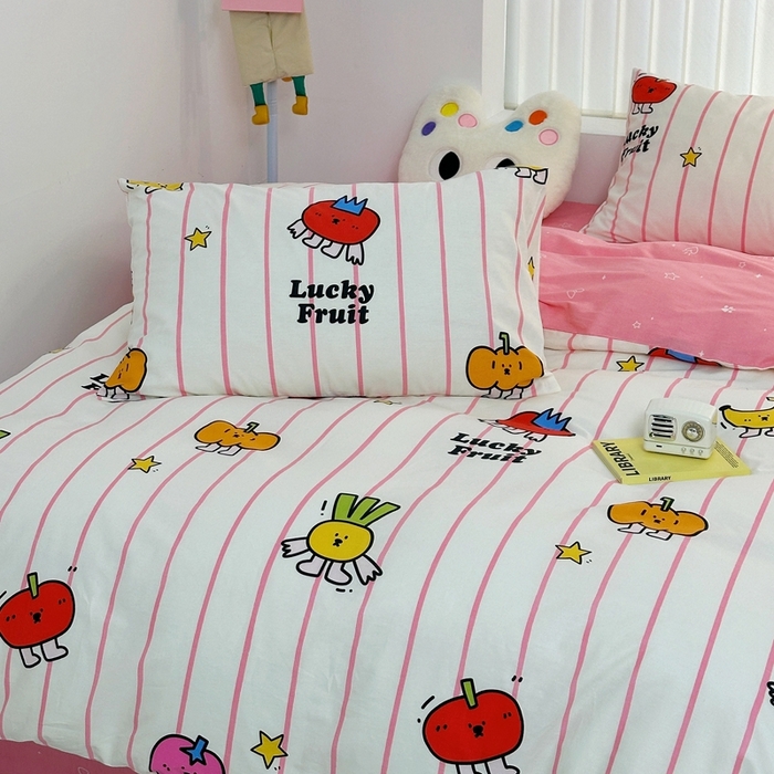 91家纺网 家纺一手货源 找家纺 朵希曼 2026新款全棉印花小清新系列四件套 果蔬-红