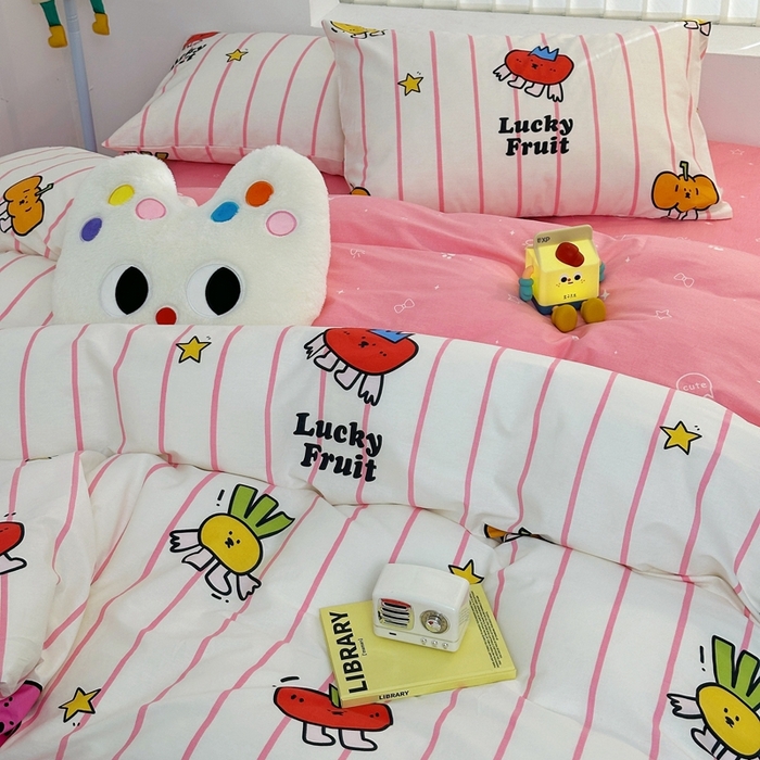 91家纺网 家纺一手货源 找家纺 朵希曼 2026新款全棉印花小清新系列四件套 果蔬-红