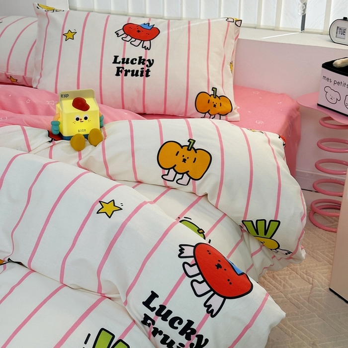 91家纺网 家纺一手货源 找家纺 朵希曼 2026新款全棉印花小清新系列四件套 果蔬-红