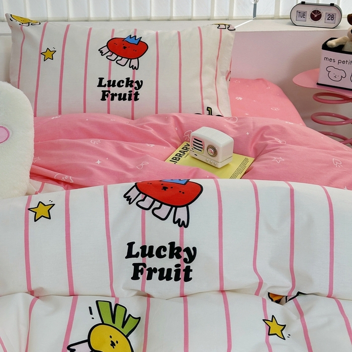 91家纺网 家纺一手货源 找家纺 朵希曼 2026新款全棉印花小清新系列四件套 果蔬-红